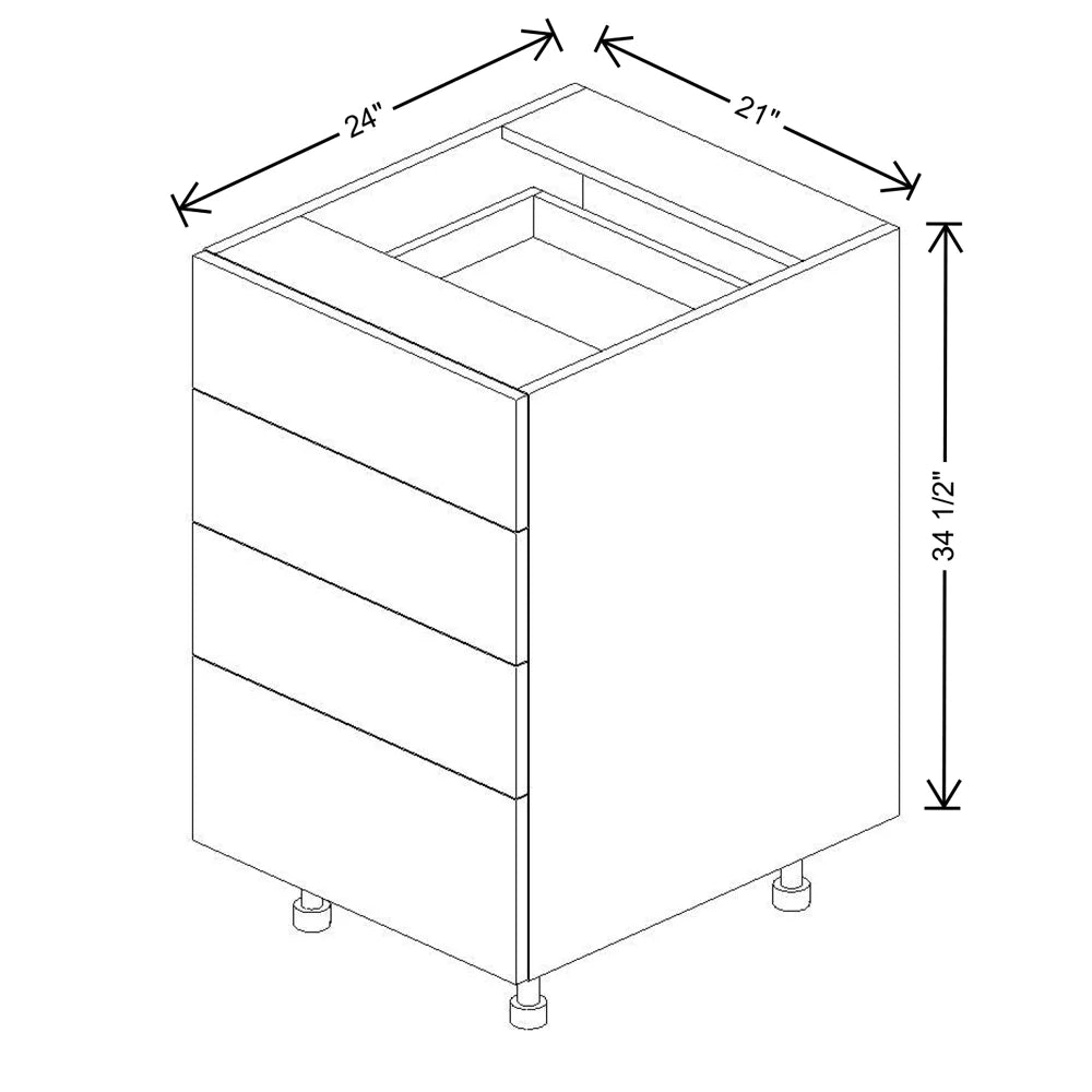 Fabuwood Ovela Catalina Rosales 2 21" W X 34 1/2" H X 24" D 4 Drawer Base Cabinet