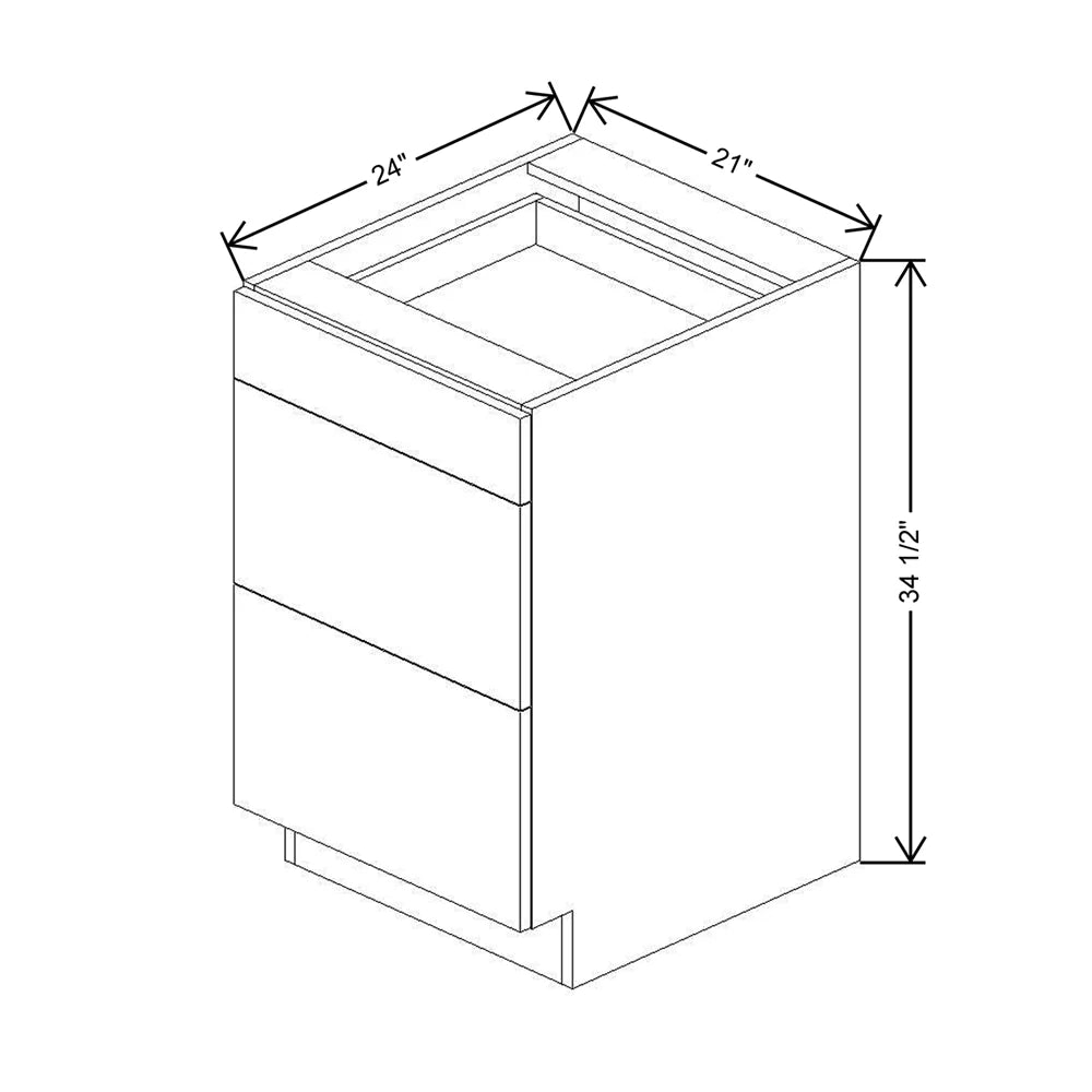 CNC Concord Sydney White 21" W 3 Drawer Base Cabinet