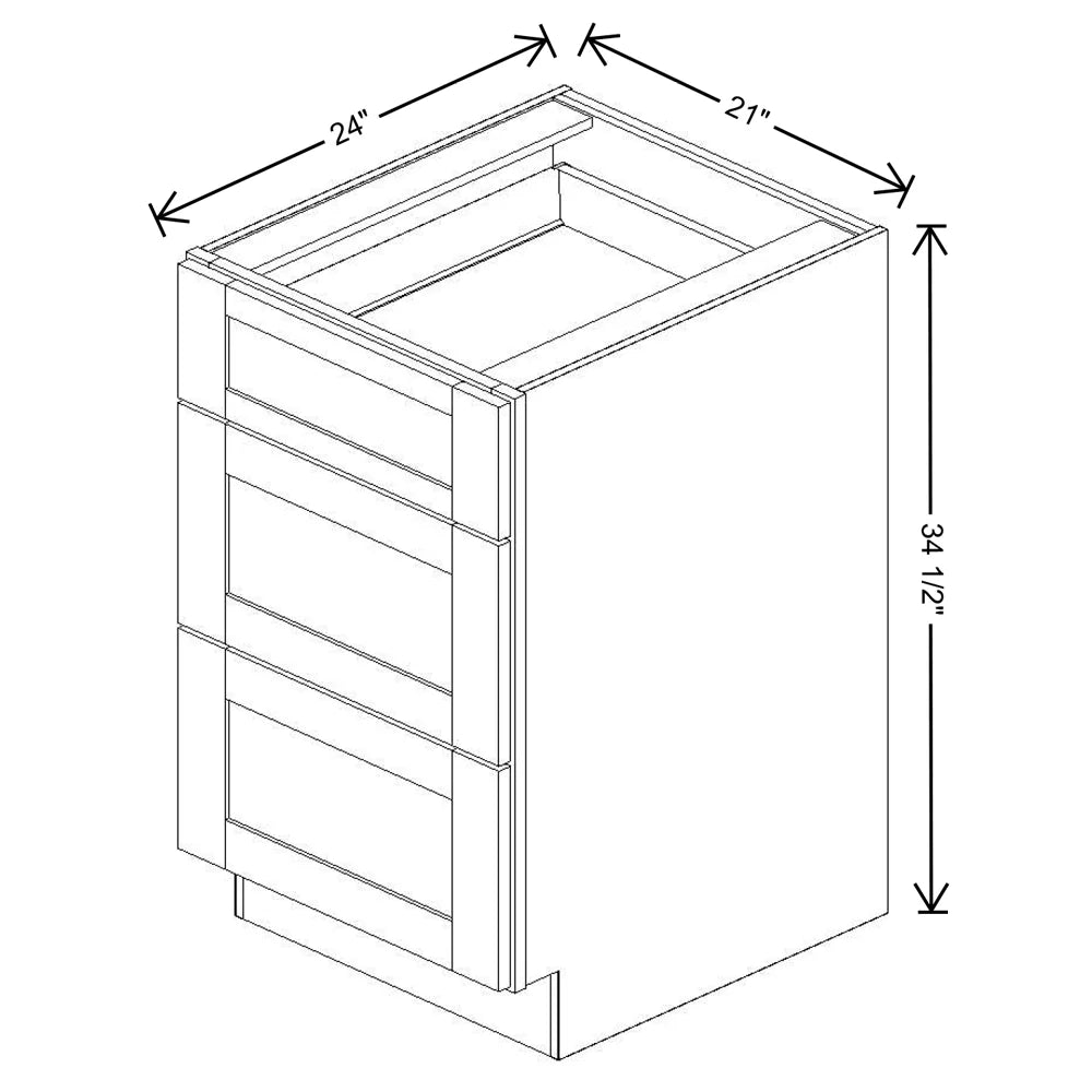 Fabuwood Allure Luxe Canyon Oak 21" W X 34 1/2" H X 24" D 3 Drawer Base Cabinet