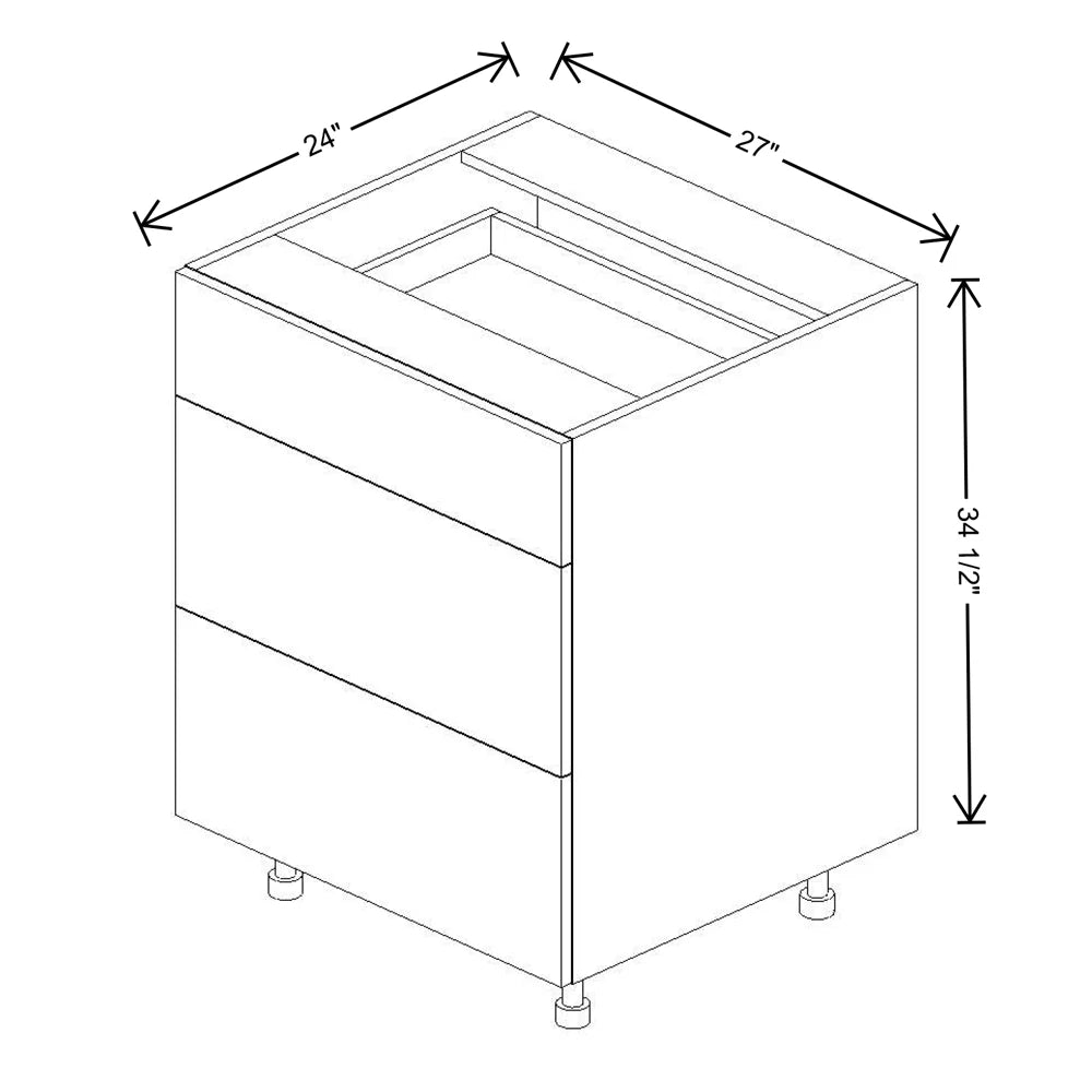 Fabuwood Ovela Tuscany Cashmere 27" W x 34 1/2" H x 24" D 3 Drawer Base Cabinet