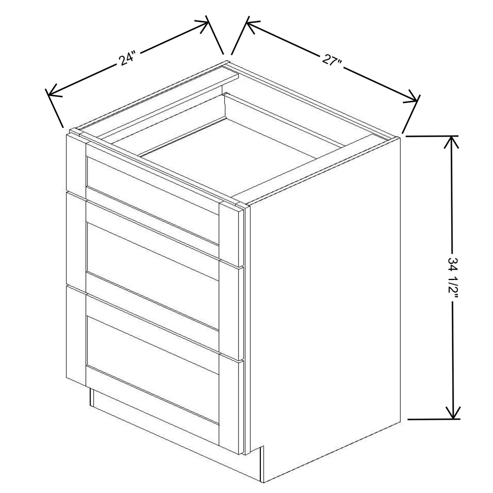 Fabuwood Allure Galaxy Linen 27" W X 34 1/2" H X 24" D 3 Drawer Base Cabinet
