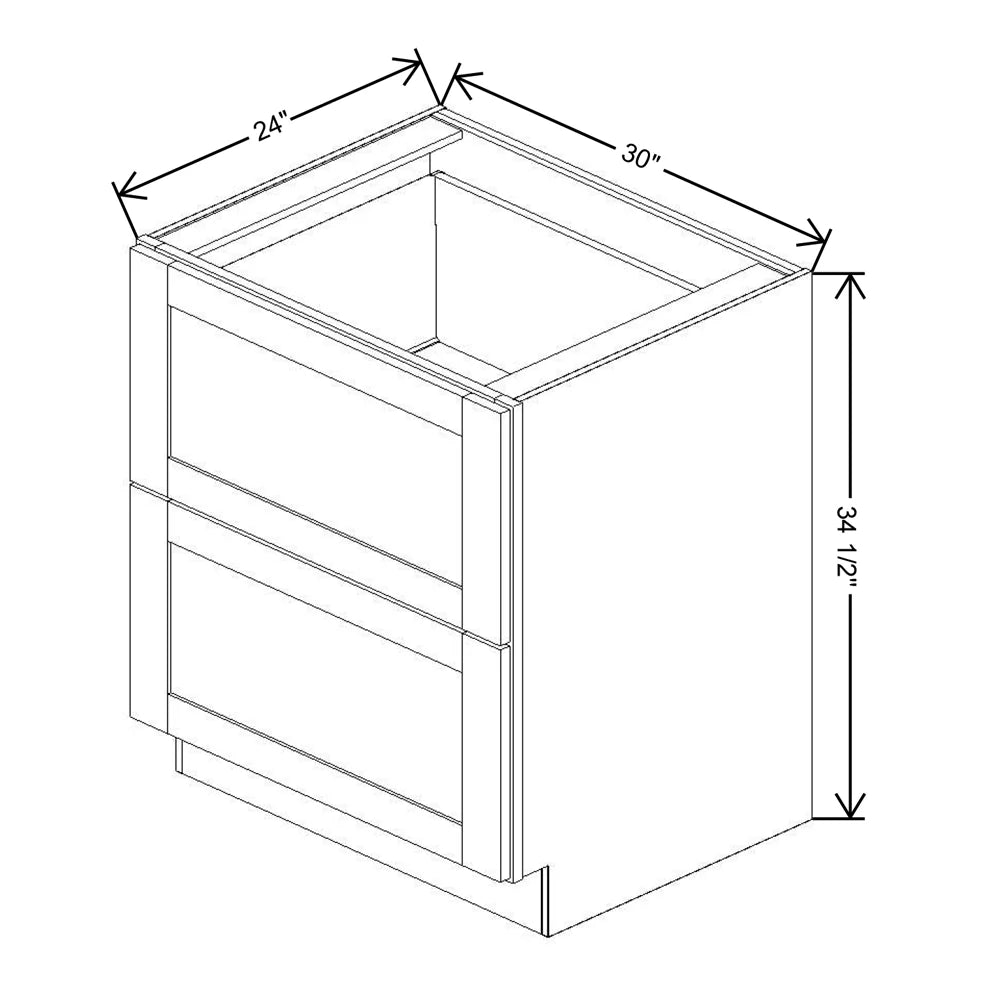 Fabuwood Allure Galaxy Nickel 30" W X 34 1/2" H X 24" D 2 Drawer Base Cabinet