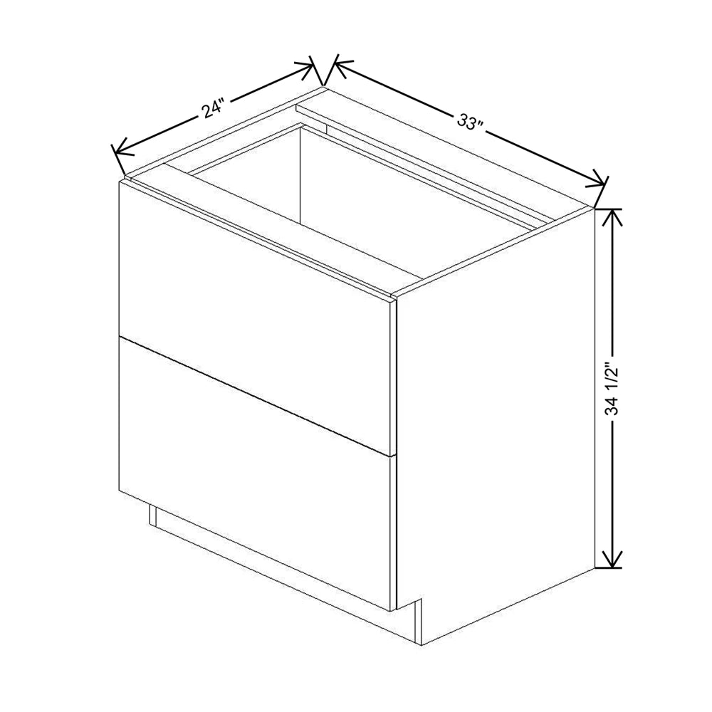 CNC Concord Park Avenue White 33" W 2 Drawer Base Cabinet