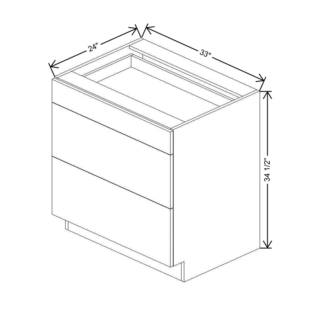 CNC Classic Milano Polar White 33" W 3 Drawer Base Cabinet