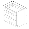 Fabuwood Allure Galaxy Mocha 36" W X 34 1/2" H X 24" D 3 Drawer Base Cabinet