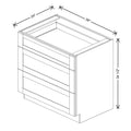Fabuwood Allure Luna Natural Oak 36" W X 34 1/2" H X 24" D 3 Drawer Base Cabinet