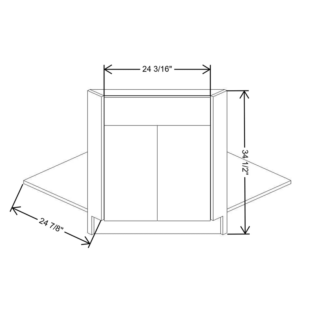 Fabuwood Ovela Catalina Textil Plata 36" W X 34 1/2" H X 24" D Full Height Corner Sink Front Base Cabinet