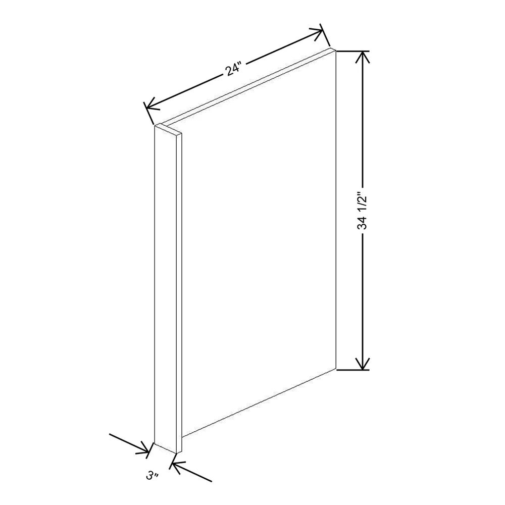 CNC Classic Broadway Walnut 3" W X 34 1/2" H Refrigerator & Dishwasher End Panel