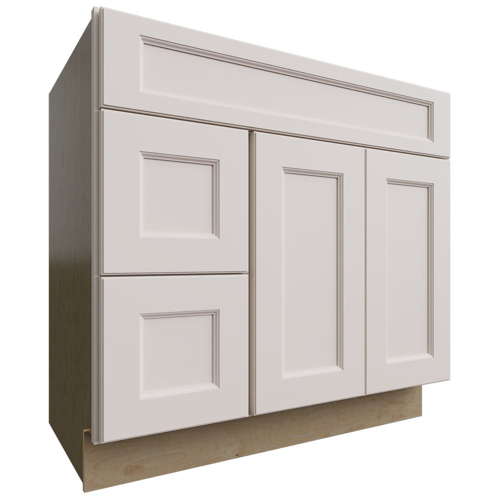 Fabuwood Allure Fusion Dove 36" W X 34 1/2" H X 21" D Vanity Combo Single Sink w/ 1 Door And 2 Drawers Left Cabinet