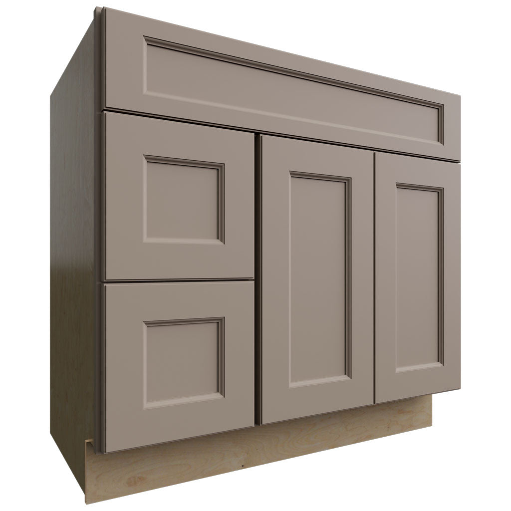 Fabuwood Allure Fusion Oyster 36" W X 34 1/2" H X 21" D Vanity Combo Single Sink w/ 1 Door And 2 Drawers Left Cabinet