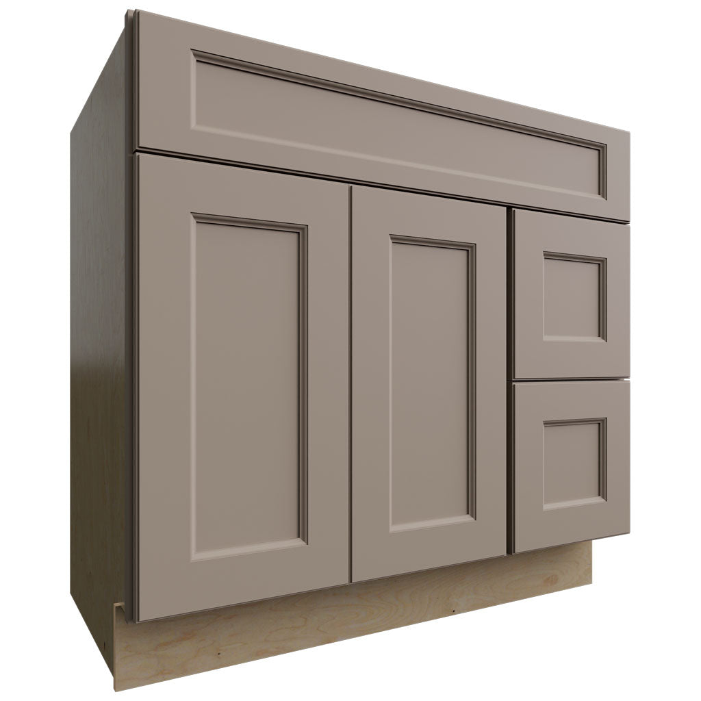 Fabuwood Allure Fusion Oyster 36" W X 34 1/2" H X 21" D Vanity Combo Single Sink w/ 1 Door And 2 Drawers Right Cabinet