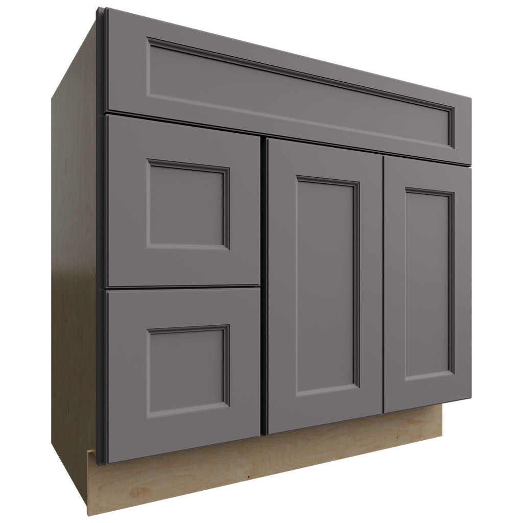 Fabuwood Allure Fusion Stone 36" W X 34 1/2" H X 21" D Vanity Combo Single Sink w/ 1 Door And 2 Drawers Left Cabinet