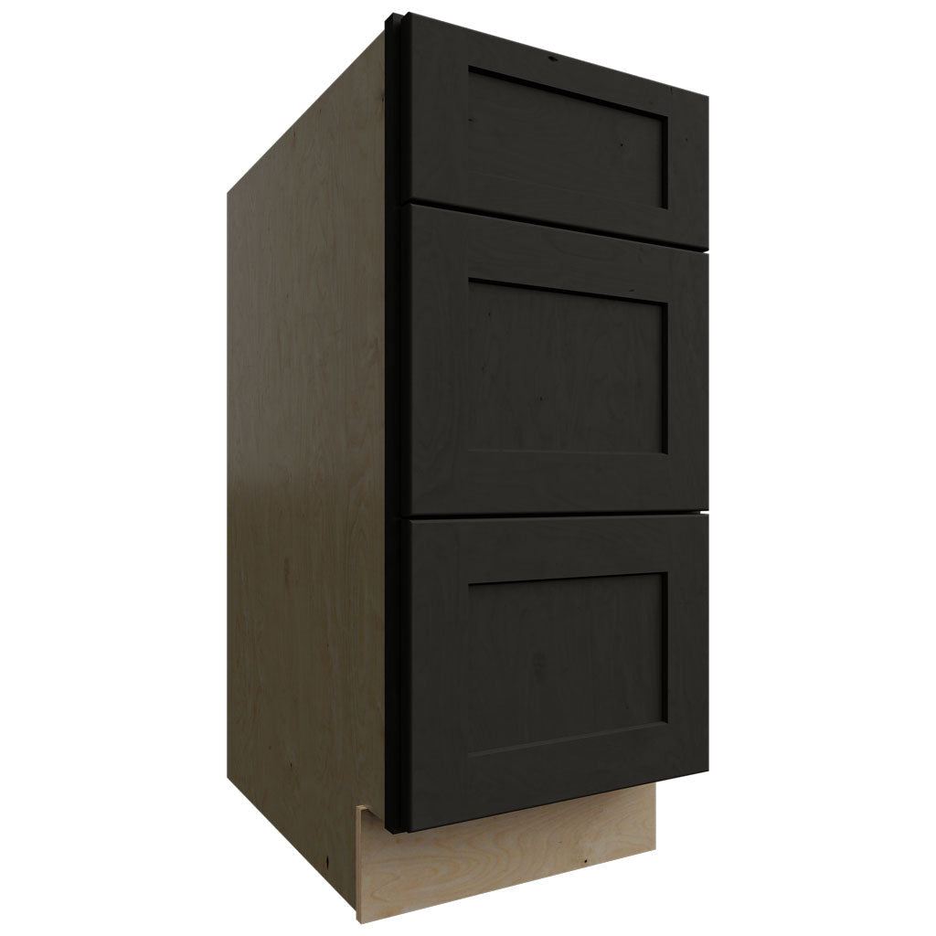 Fabuwood Allure Galaxy Pitch Black 15" W X 34 1/2" H X 24" D 3 Drawer Base Cabinet