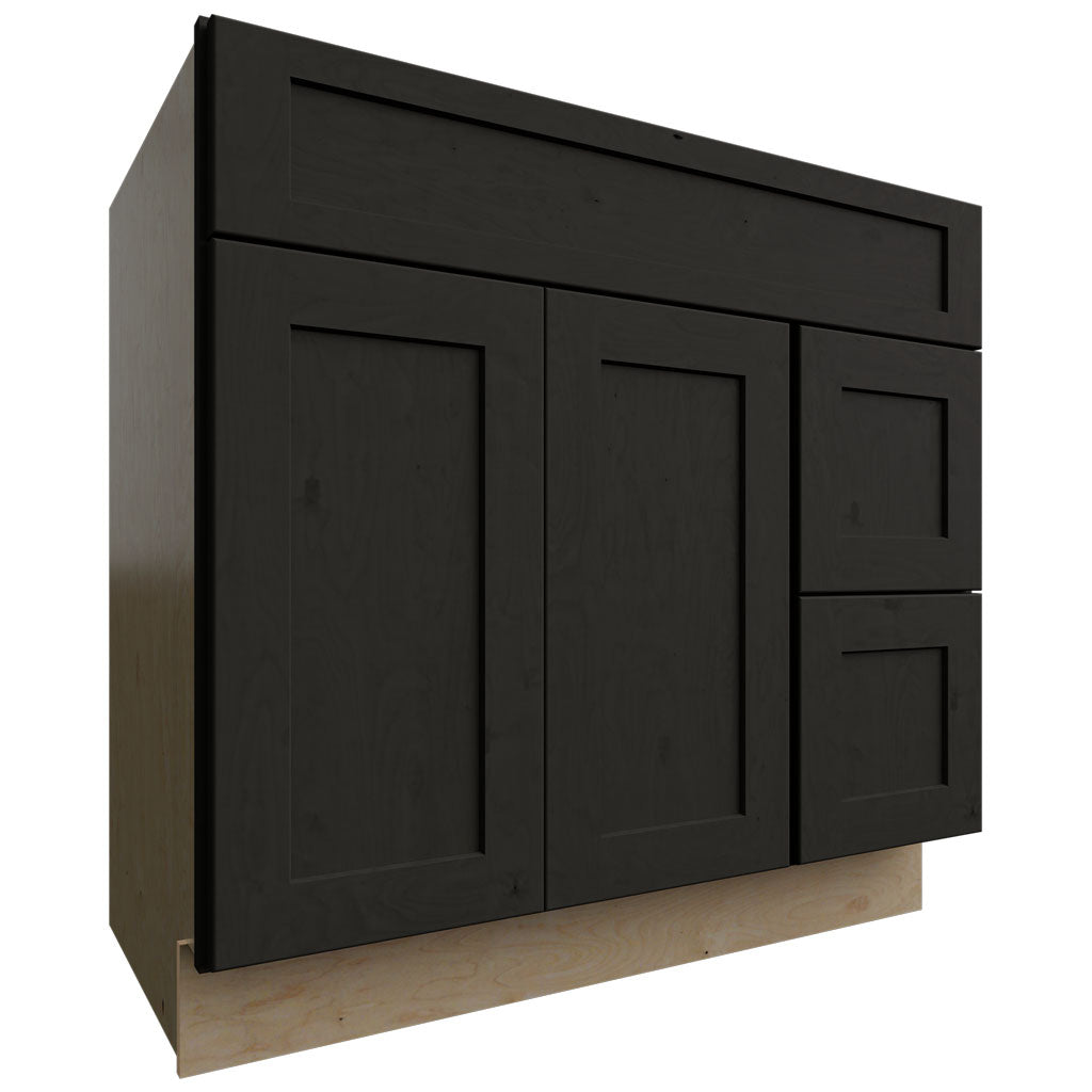 Fabuwood Allure Galaxy Pitch Black 36" W X 34 1/2" H X 21" D Vanity Combo Single Sink W/ 1 Door And 2 Drawers Right Cabinet