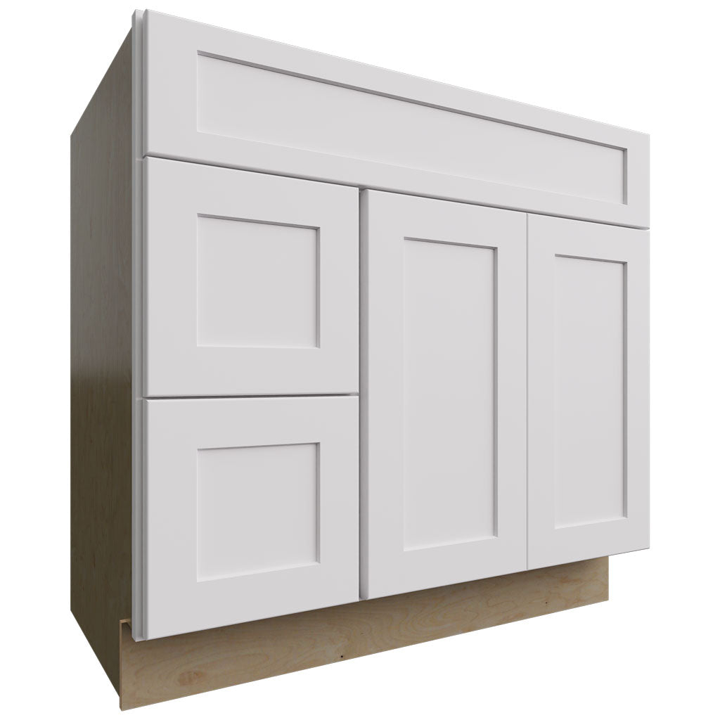 Fabuwood Allure Galaxy Frost 36" W X 34 1/2" H X 21" D Vanity Combo Single Sink w/ 1 Door And 2 Drawers Left Cabinet