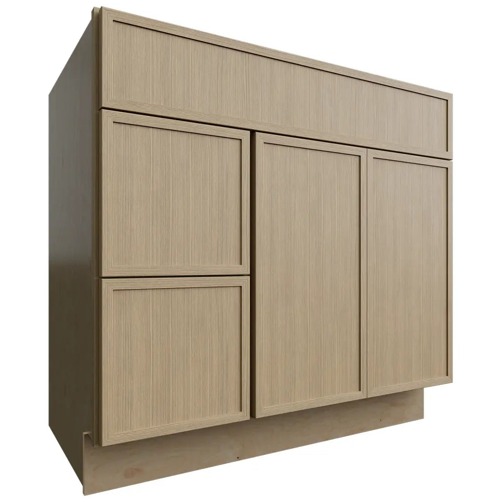 Fabuwood Allure Luna Desert Oak 36" W X 34 1/2" H X 21" D Vanity Combo Single Sink w/ 1 Door And 2 Drawers Left Cabinet