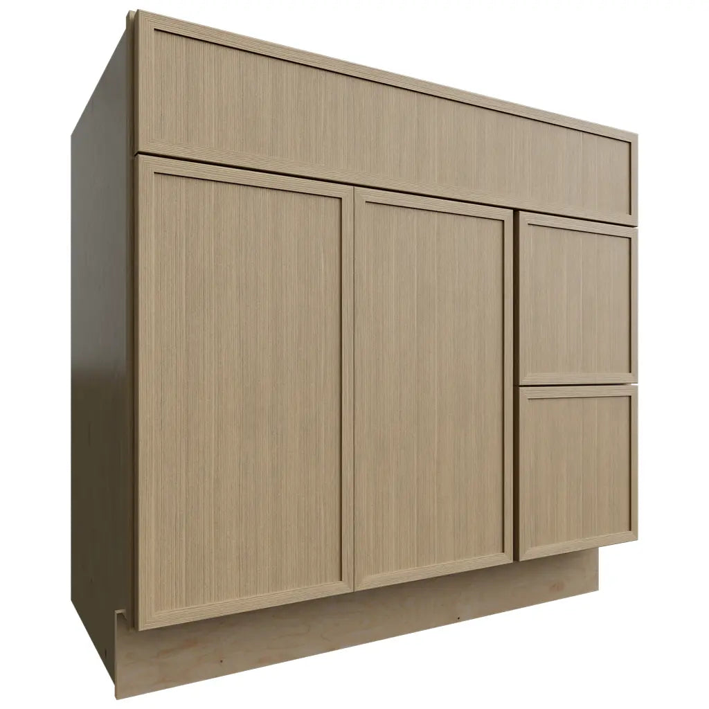 Fabuwood Allure Luna Desert Oak 36" W X 34 1/2" H X 21" D Vanity Combo Single Sink w/ 1 Door And 2 Drawers Right Cabinet