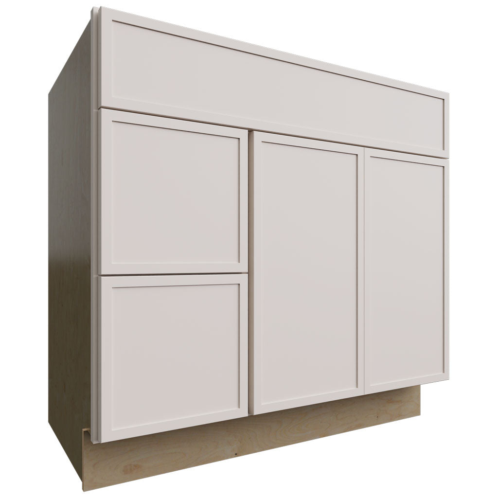 Fabuwood Allure Luna Dove 36" W X 34 1/2" H X 21" D Vanity Combo Single Sink w/ 1 Door And 2 Drawers Left Cabinet