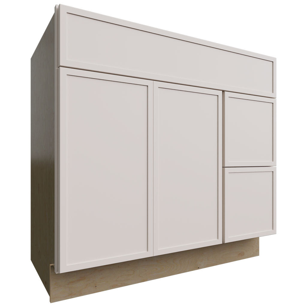 Fabuwood Allure Luna Dove 36" W X 34 1/2" H X 21" D Vanity Combo Single Sink w/ 1 Door And 2 Drawers Right Cabinet