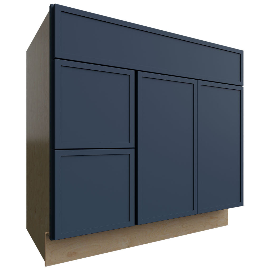 Fabuwood Allure Luna Indigo 36" W X 34 1/2" H X 21" D Vanity Combo Single Sink w/ 1 Door And 2 Drawers Left Cabinet