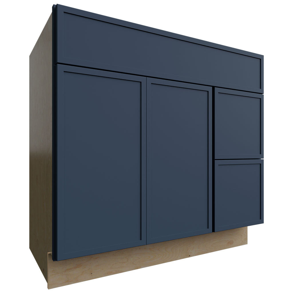 Fabuwood Allure Luna Indigo 36" W X 34 1/2" H X 21" D Vanity Combo Single Sink w/ 1 Door And 2 Drawers Right Cabinet