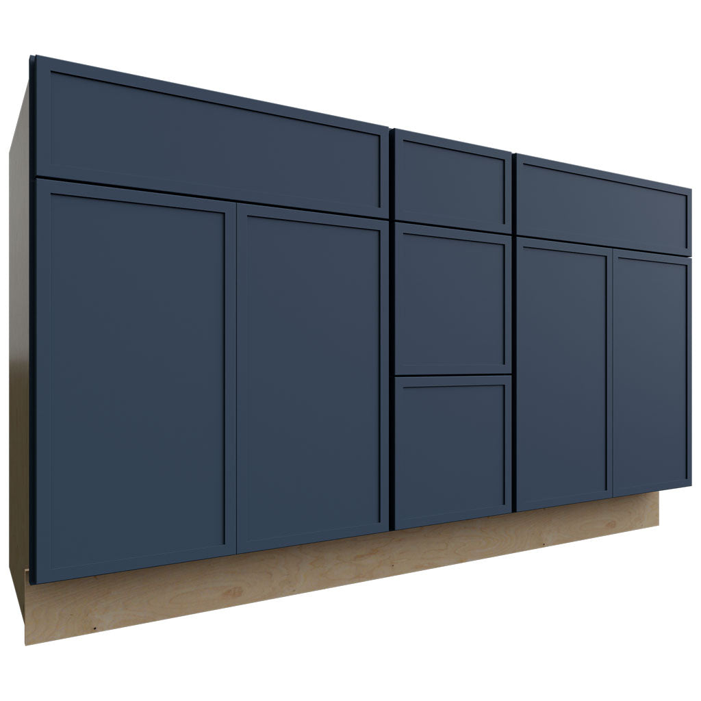 Fabuwood Allure Luna Indigo 60" W X 34 1/2" H X 21" D Vanity Combo Double Sink Cabinet