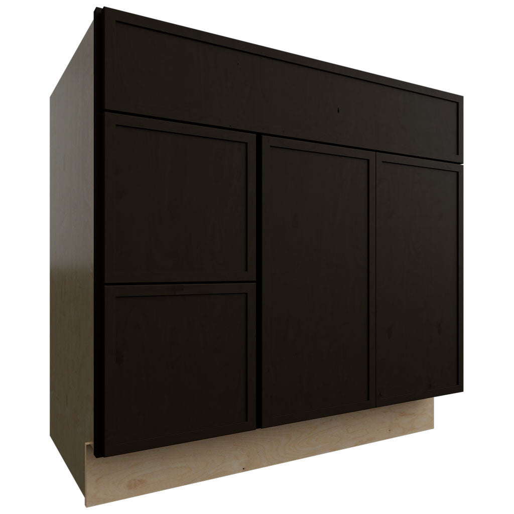 Fabuwood Allure Luna Kona 36" W X 34 1/2" H X 21" D Vanity Combo Single Sink w/ 1 Door And 2 Drawers Left Cabinet