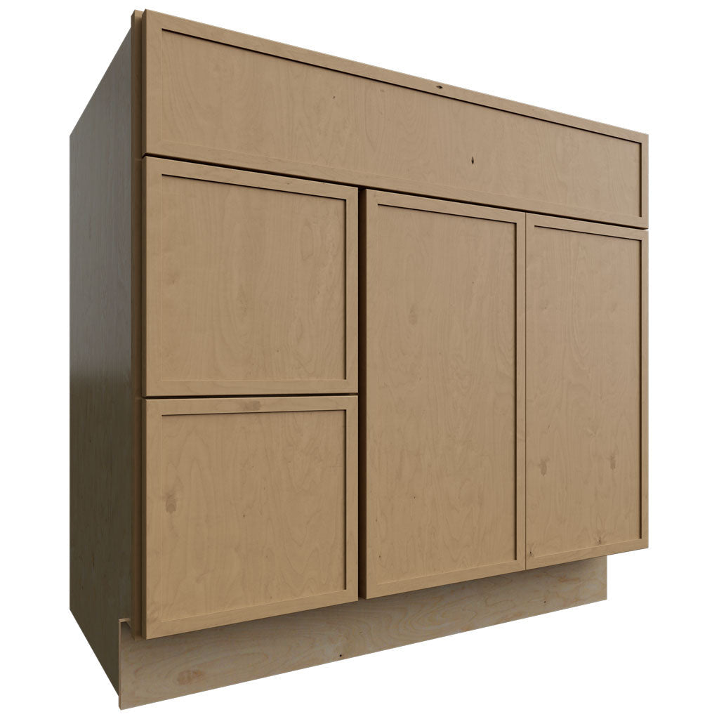 Fabuwood Allure Luna Timber 36" W X 34 1/2" H X 21" D Vanity Combo Single Sink w/ 1 Door And 2 Drawers Left Cabinet