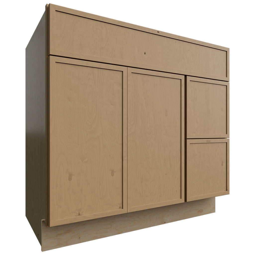Fabuwood Allure Luna Timber 36" W X 34 1/2" H X 21" D Vanity Combo Single Sink w/ 1 Door And 2 Drawers Right Cabinet