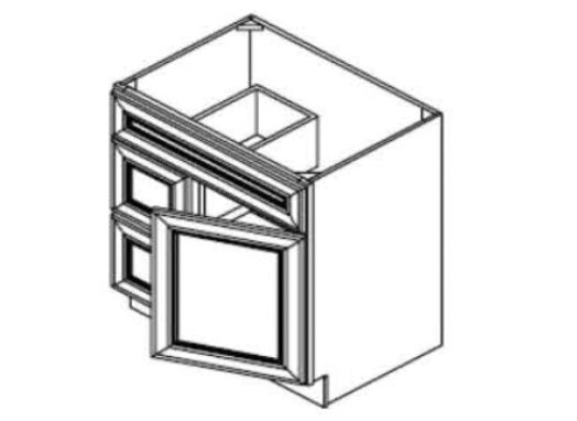 FA3021DR - RTA Cream White Shaker - Vanity Combo Base Cabinet - VANITY 30" X 21" DOOR ON THE RIGHT - 30"W x 34.5"H x 21"D