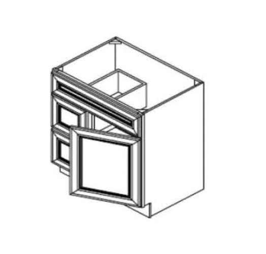 FA3021DR - Assembled Aria Blue Shaker - Vanity Combo Base Cabinet - VANITY 30" X 21" DOOR ON THE RIGHT - 30"W x 34.5"H x 21"D