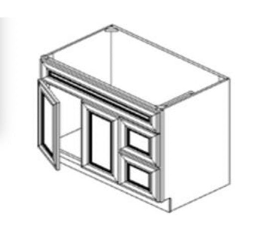FA3621DL - Assembled Aria Blue Shaker - Vanity Combo Base Cabinet - VANITY 36" X 21" DOORS ON THE LEFT - 36"W x 34.5"H x 21"D