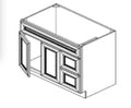 FA3621DL - Assembled Smoky Gray Double Shaker - Vanity Combo Base Cabinet - VANITY 36" X 21" DOORS ON THE LEFT - 36"W x 34.5"H x 21"D
