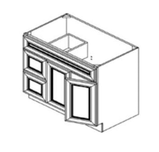 FA3621DR - Assembled Aria Blue Shaker - Vanity Combo Base Cabinet - VANITY 36" X 21" DOORS ON THE RIGHT - 36"W x 34.5"H x 21"D
