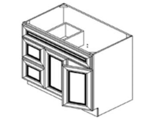 FA3621DR - Assembled Sage Green Shaker - Vanity Combo Base Cabinet - VANITY 36" X 21" DOORS ON THE RIGHT - 36"W x 34.5"H x 21"D