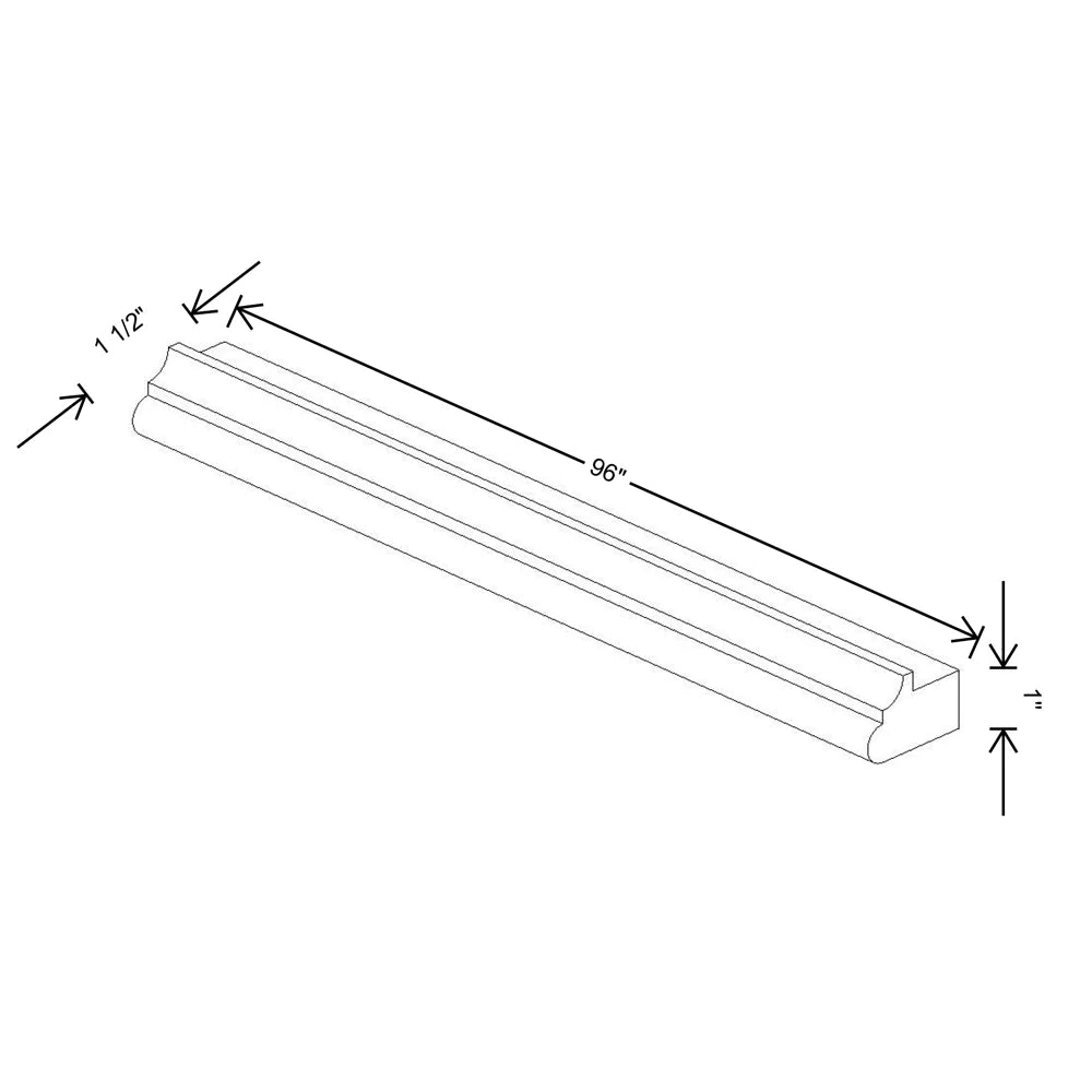 Fabuwood Allure Galaxy Frost 96" W X 1" H X 1 1/2" D Light Rail Molding