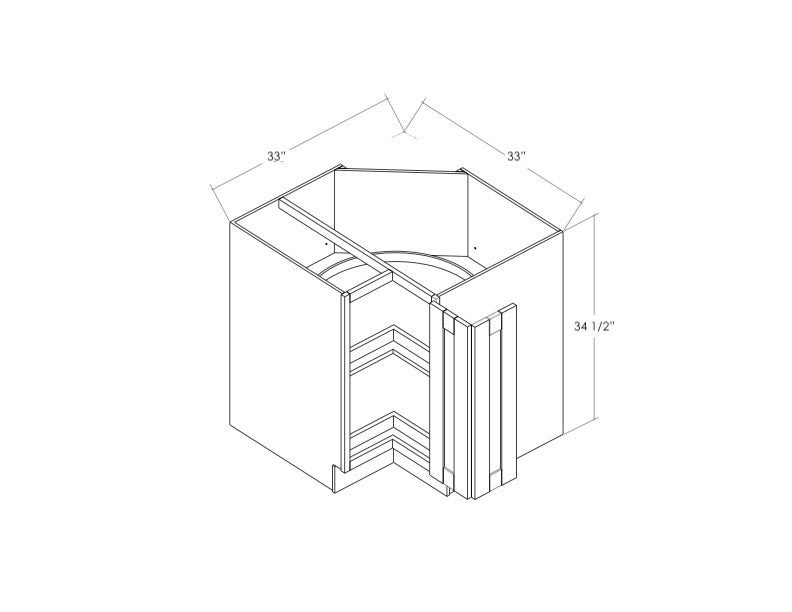BLS33N - RTA Avalon Raised Panel - Lazy Susan Corner Cabinet - Bi Fold Doors - No Tray - 1 Shelf