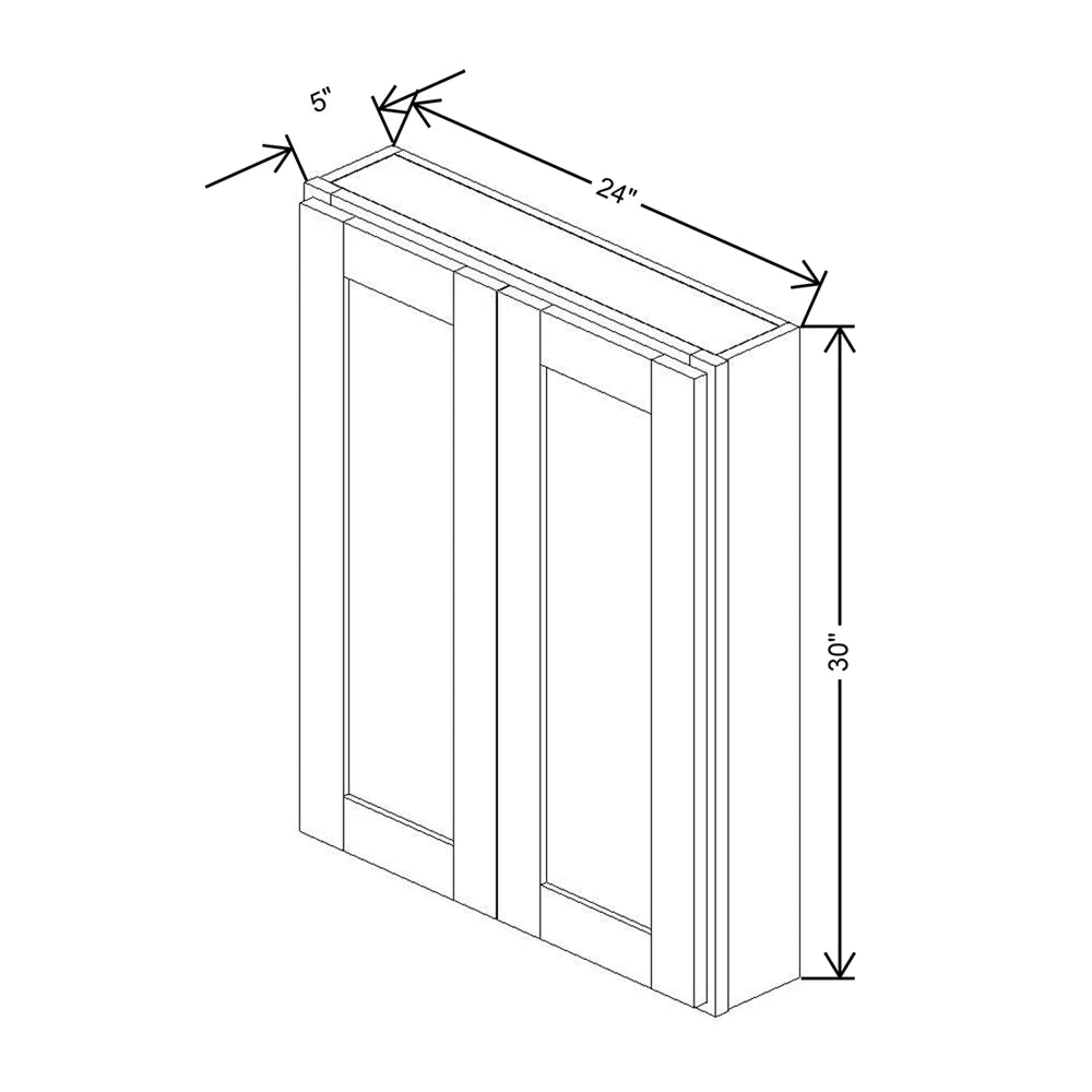 CNC Luxor Misty Grey 24" W X 30" H Double Door Medicine Cabinet