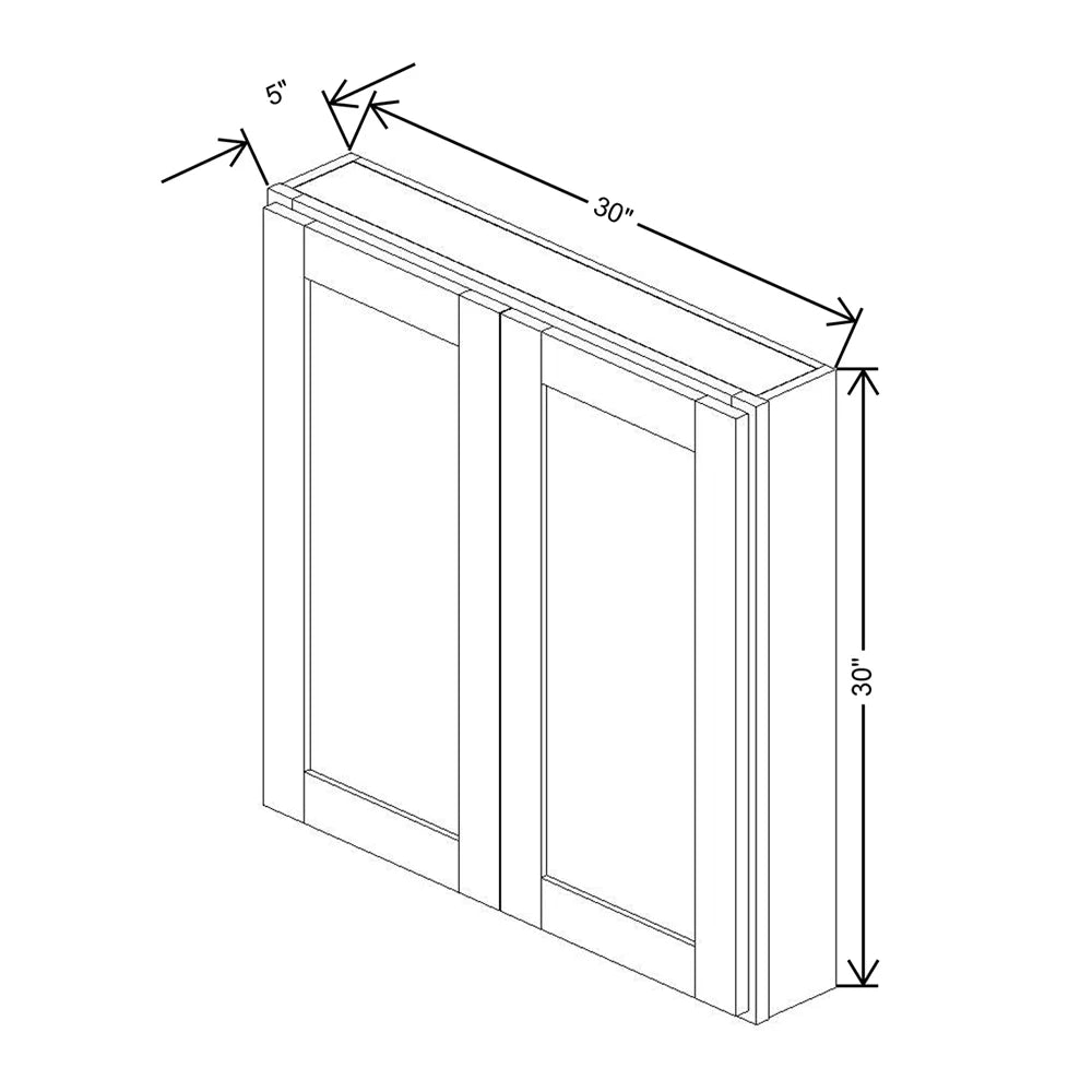 CNC Luxor Smoky Grey 30" W X 30" H Double Door Medicine Cabinet
