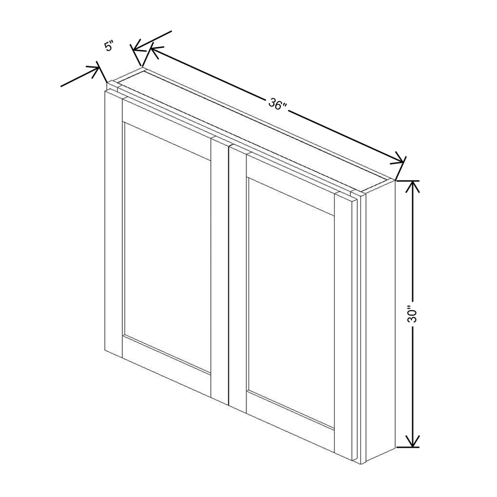 CNC Luxor Misty Grey 36" W X 30" H Double Door Medicine Cabinet