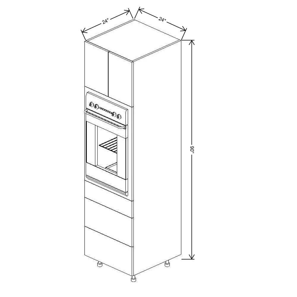 Fabuwood Ovela Catalina Textil Plata 24" W X 90" H X 24" D Single Oven W/3 Drawers Cabinet