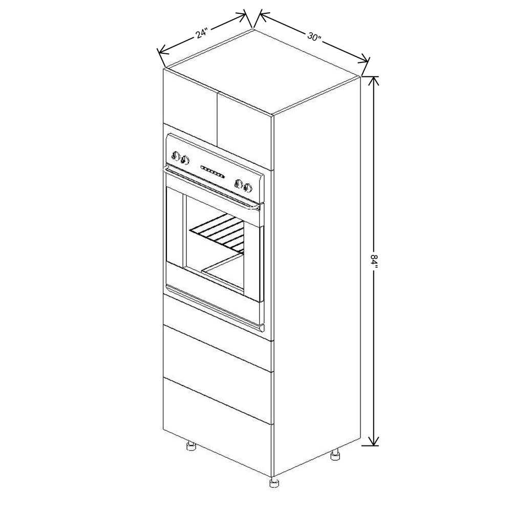 Fabuwood Ovela Catalina Woodline 3 30" W X 84" H X 24" D Single Oven W/3 Drawers Cabinet