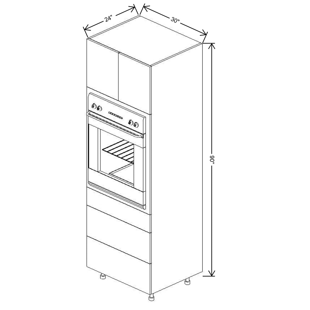 Fabuwood Ovela Catalina Woodline 3 30" W X 90" H X 24" D Single Oven W/3 Drawers Cabinet