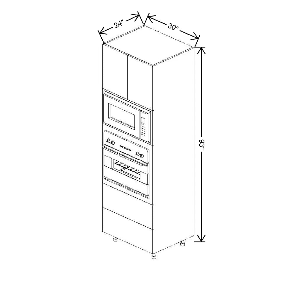 Fabuwood Ovela Tuscany Nocce 3 30" W x 93" H x 24" D Combo Oven W/2 Drawers Cabinet