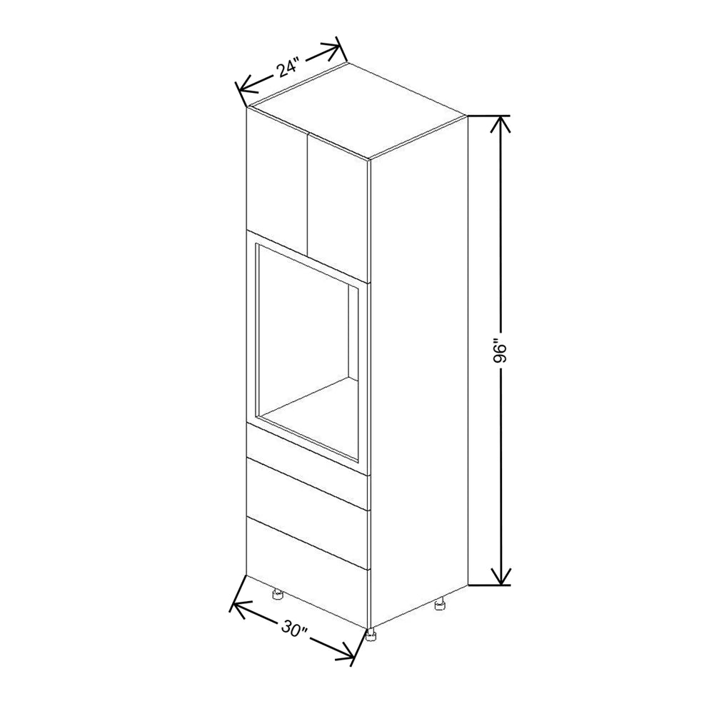 Fabuwood Ovela Catalina Woodline 3 30" W x 96" H Single Oven Cabinet w/ 3 Drawers on the Bottom