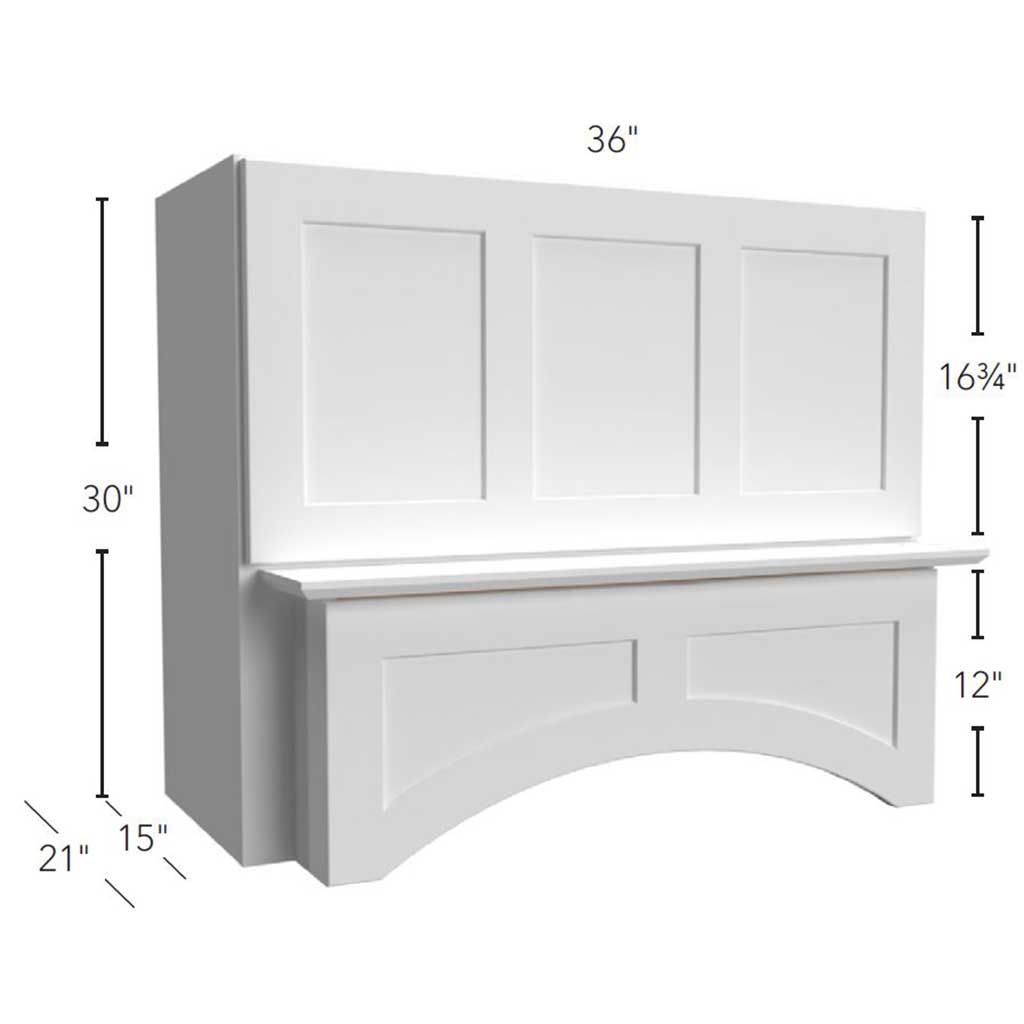 Fabuwood Allure Luxe Canyon Oak 36" W X 30" H X 21" D Arched Hood With Full Interior Stainless Steel Hood Liner