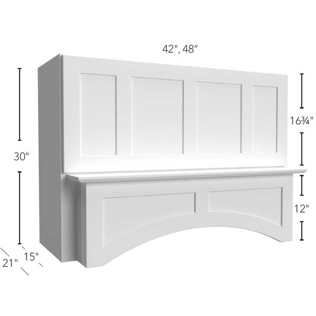 Fabuwood Allure Galaxy Timber 48" W X 30" H X 21" D Arched Hood With Full Interior Stainless Steel Hood Liner