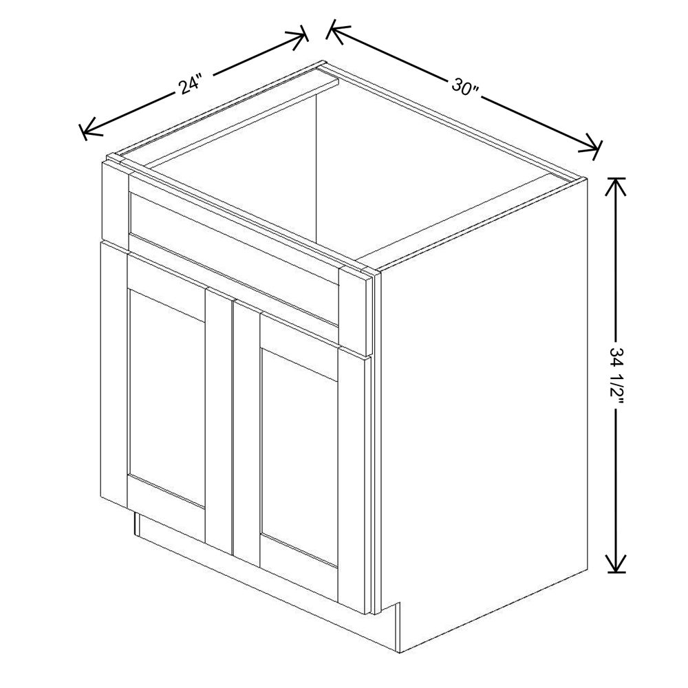 Fabuwood Allure Galaxy Mocha 30" W X 34 1/2" H X 24" D Double Door Sink Base Cabinet