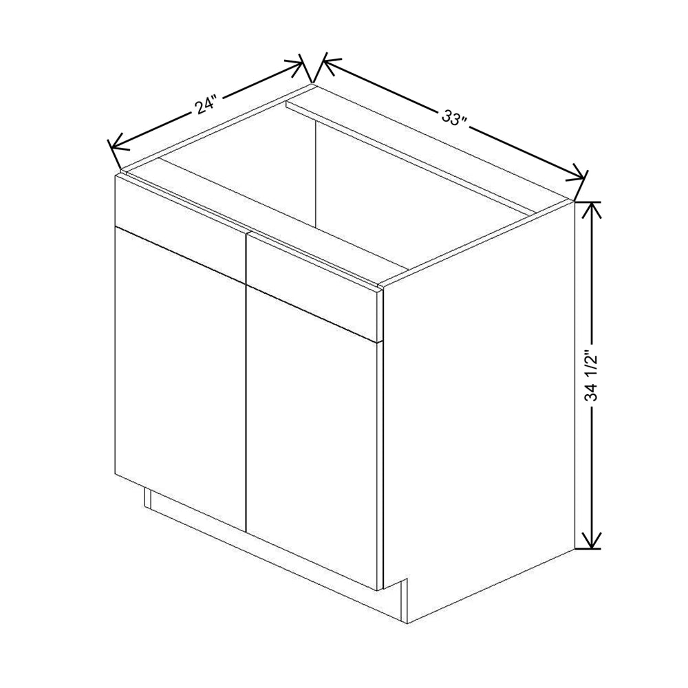 CNC Bedford Country Oak Honey 33" W 2 Drawer Front Double Door Sink Base Cabinet