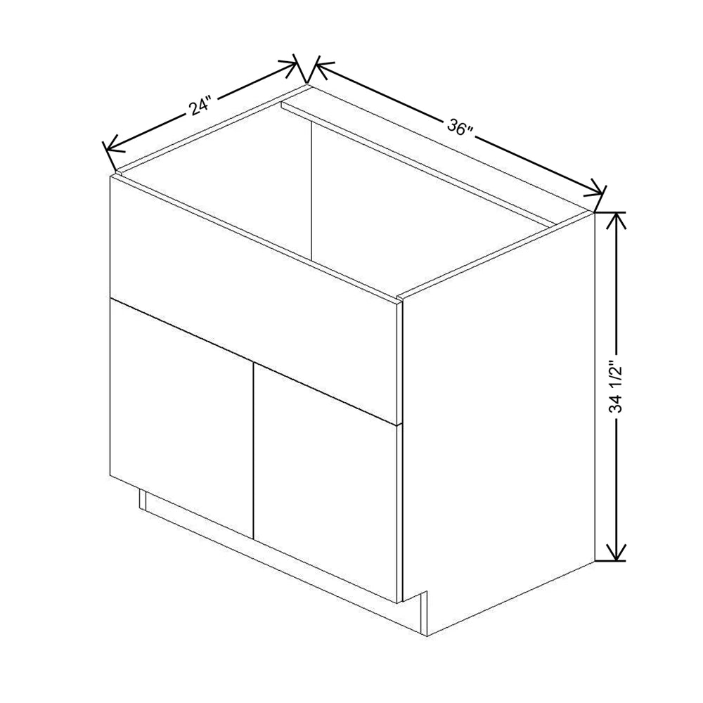 CNC Classic Milano Polar White 36" W Double Door Farm Sink Base Cabinet